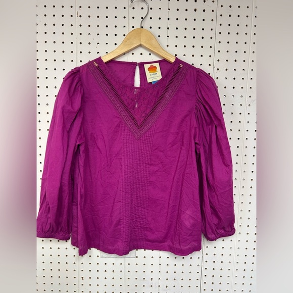 Anthropologie Farm Rio Kelsey Magenta Blouse - Picture 2 of 6
